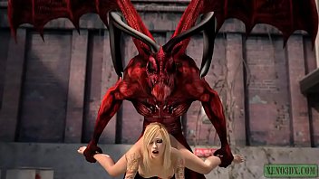 Worshipping demon cock. 3D Hentai