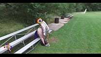 Gibby the clown fucking escort in park captured by a drone